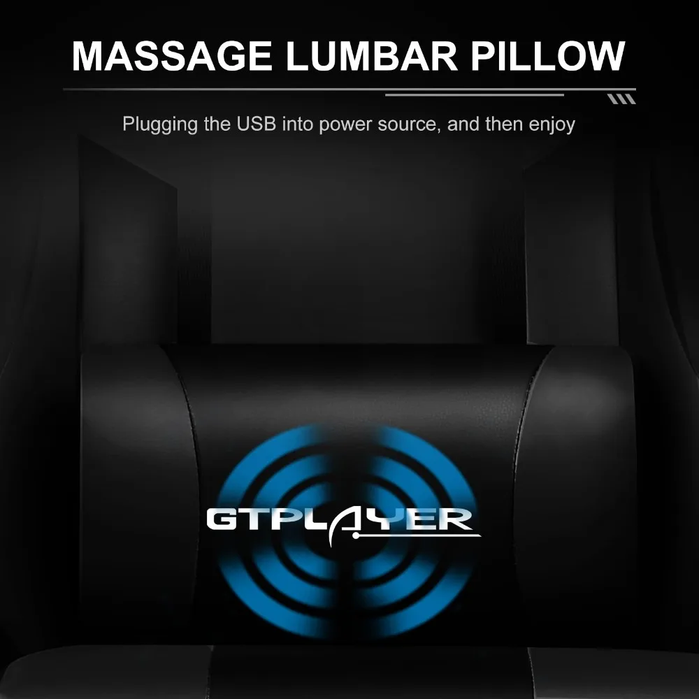 Computer Chair with Footrest and Lumbar Support, Height Adjustable Game Chair with Headrest, 360° Swivel Seat Office Chair