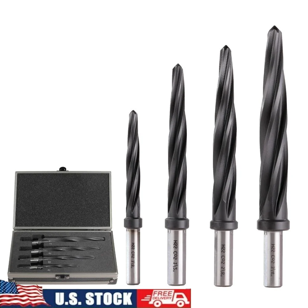 Steel Alloy Taper Chucking Reamer Set 4pcs 3/8