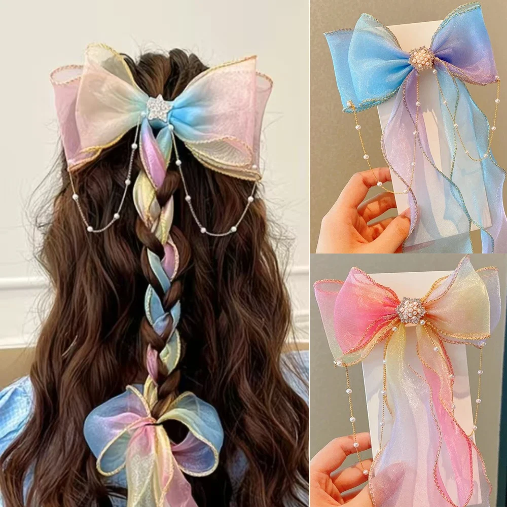 Children's Headbands, Rainbow Bows for Girls, Braided Hair C