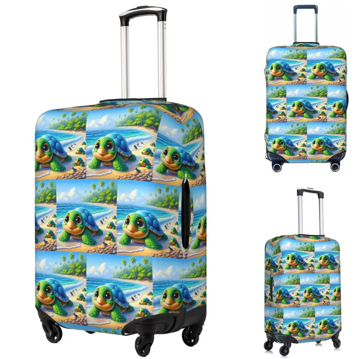 

Race To Safety Sea Turtle 1 Suitcase Cover Protection Elastic Travel Luggage Protector Covers for 18-32 Inch