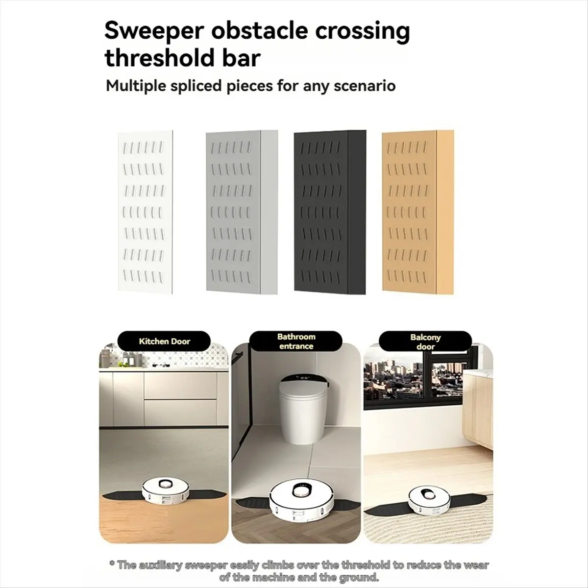 ABPO Floor Sweeper Threshold Bars for Threshold Length 68-77cm/Height 1.4-2.3cm Applied to Most Sweeping Robots B