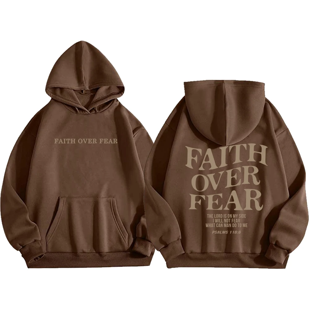 Faith Over Fear Christian Hoodie Christian Sweatshirt Jesus Hoodie Trendy Hoodie Bible Verse Unisex Aesthetic Clothes