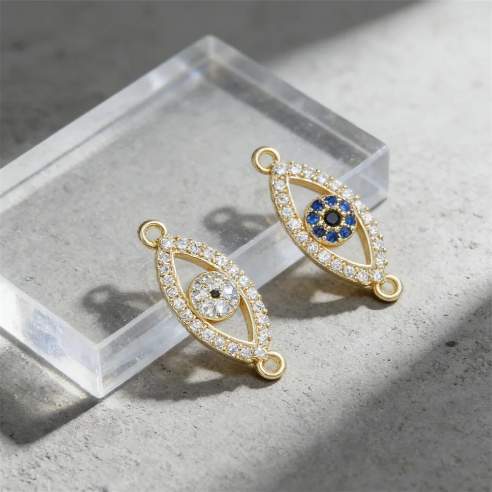 2Pcs Link Connectors Brass Evil Eye Bird Charms Zircon Enamel for Diy Jewelry Necklace Bracelet Making Accessories for Women Men