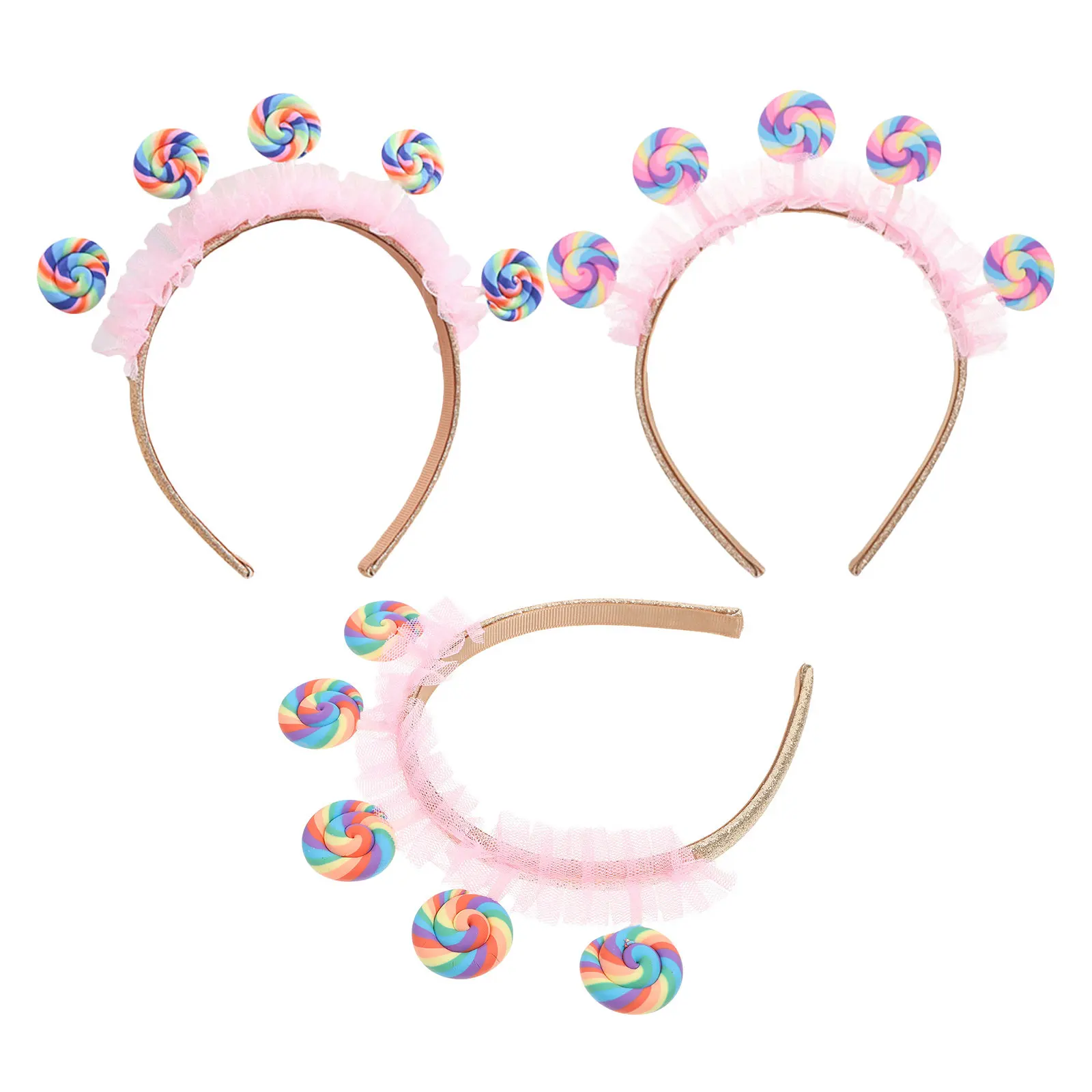 

Набор из 3 детских повязок для волос: милые розовые повязки-леденцы, аксессуары для волос для девочек, повязки для дня рождения, для праздничного образа