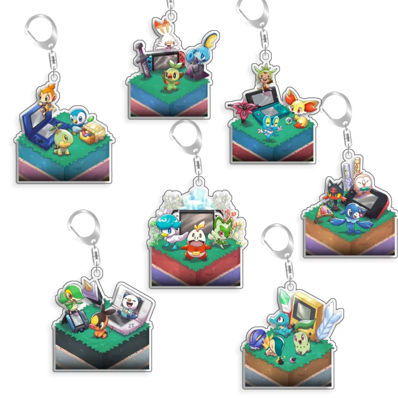 Llavero de acrílico con diseño de Pokémon Elf Qikchu Bulbasaur Sobble Litten Mudkip Piplup, hecho a mano, bonito, de dibujos animados, anime, colgante, juguete, regalo, 5 cm