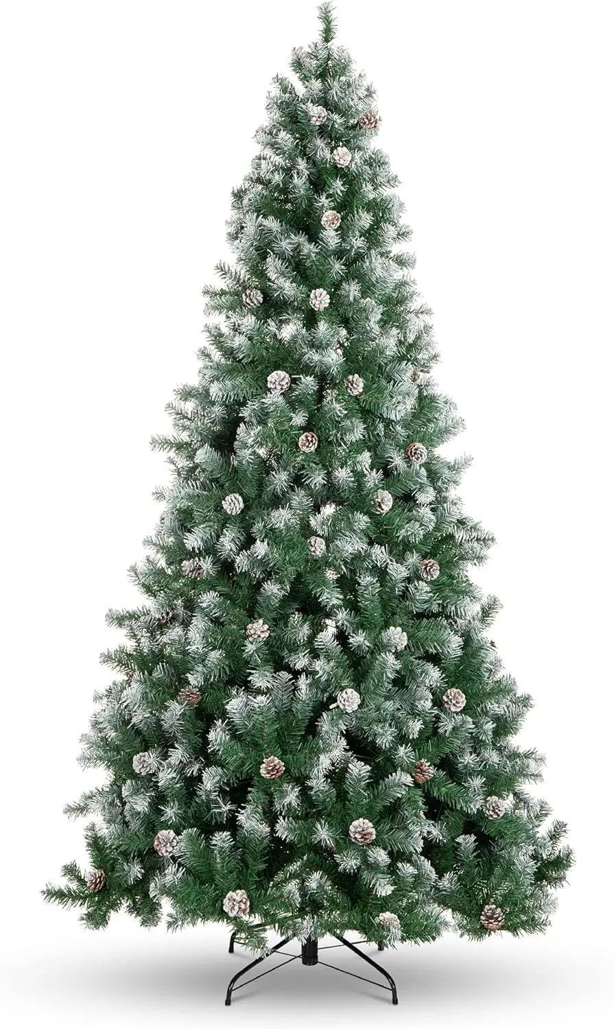 

7.5ft Pre-Decorated Holiday Christmas Tree for Home, Office, Party Decoration w/ 1,346 PVC Branch Tips, Partially Flocked Design