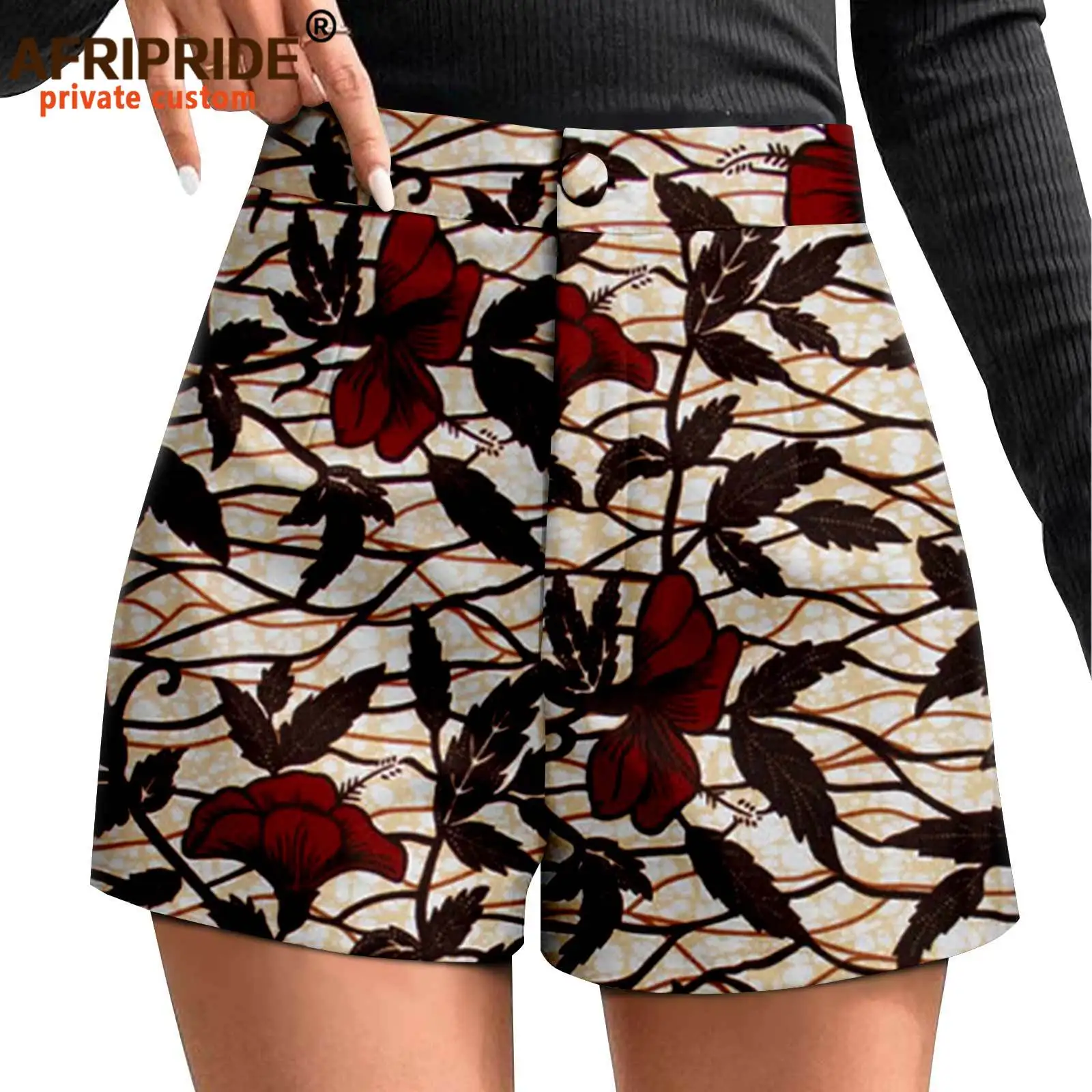 Pantalones cortos de cintura alta para mujer, Shorts informales de verano con estampado africano de Ankara, atléticos de talla grande, con bolsillos, 2421002