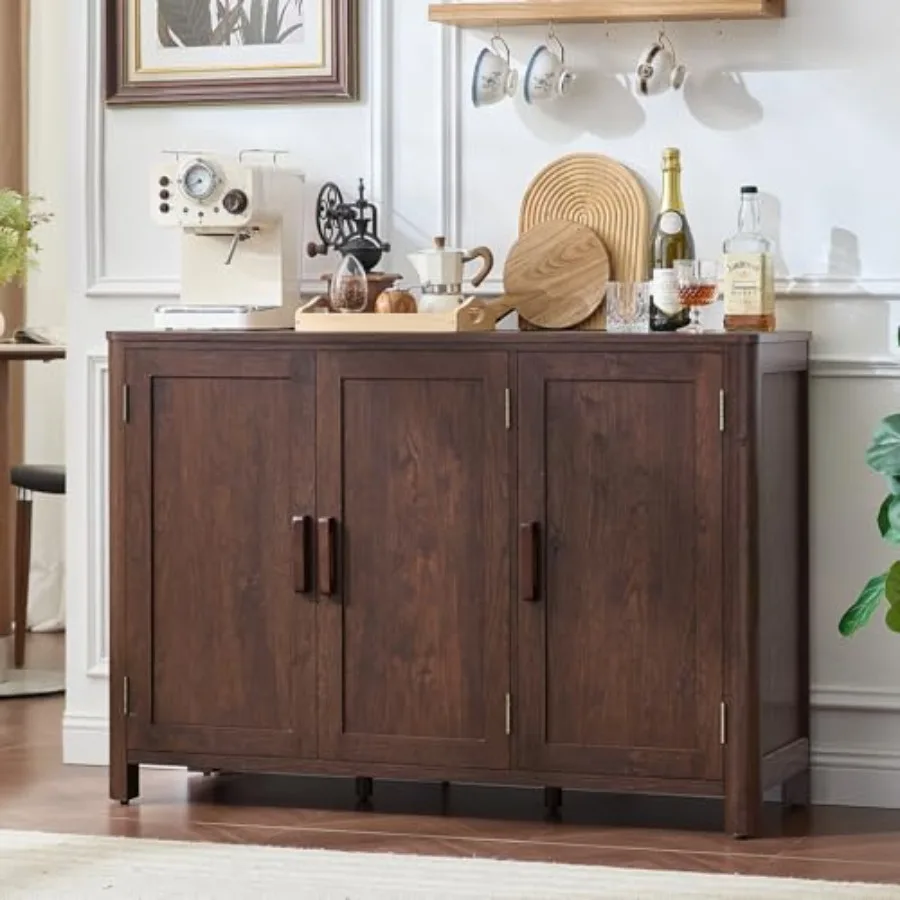 Sideboard Buffet Cabinet for dining room, engineered wood in matte white, arc-shaped design with smooth-gliding drawers and adj