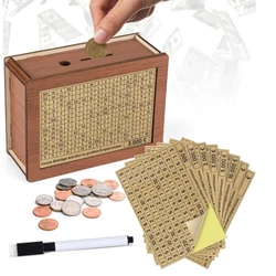 Handmade Natural Wooden Piggy Bank Decorative Disposable Saveing Money Box with Money Goals Counter Piggy Bank for Kids Adults