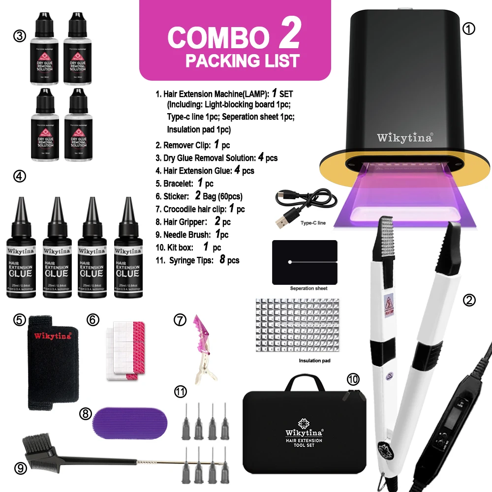 Professionele UV-licht haarextensies Machine Salon Grade Tools UV-uithardende lijm Lijmverwijderaar Machine Complete stylingkit