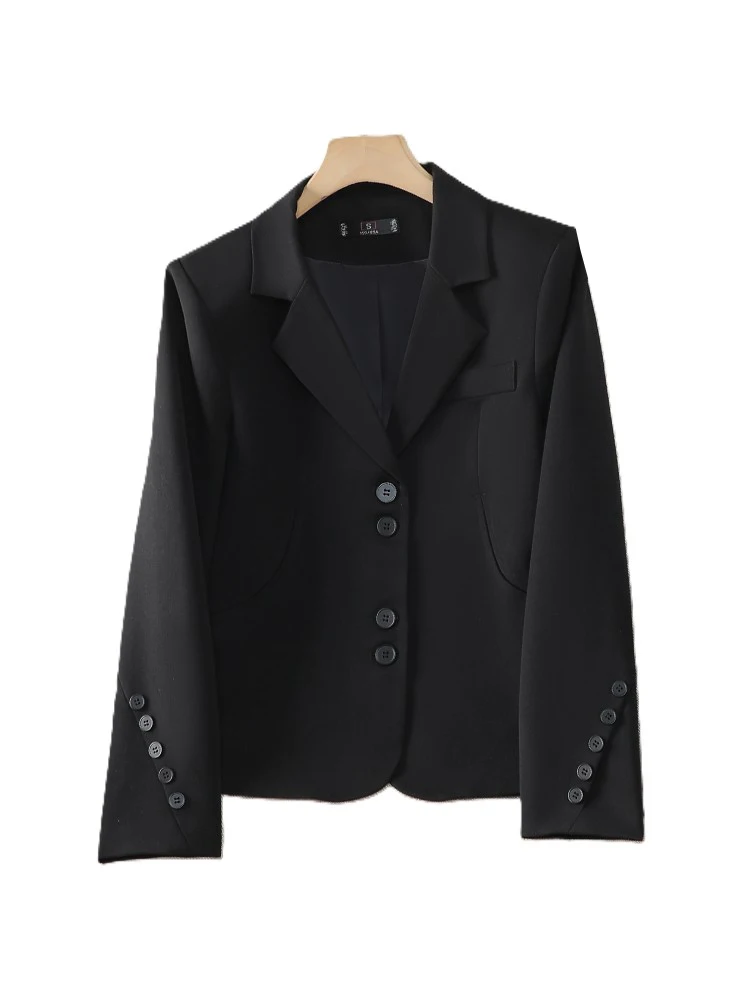 Aprikose Schwarz Casual Weibliche Blazer Frauen Mode Volle Hülse Damen Jacke