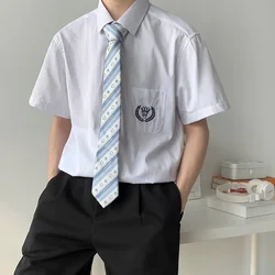 Japanese Student Men School Jk DK Uniform Tops Middle High School Uniforms Short Sleeve White Cotton Shirt 2 Piece Tie + Top