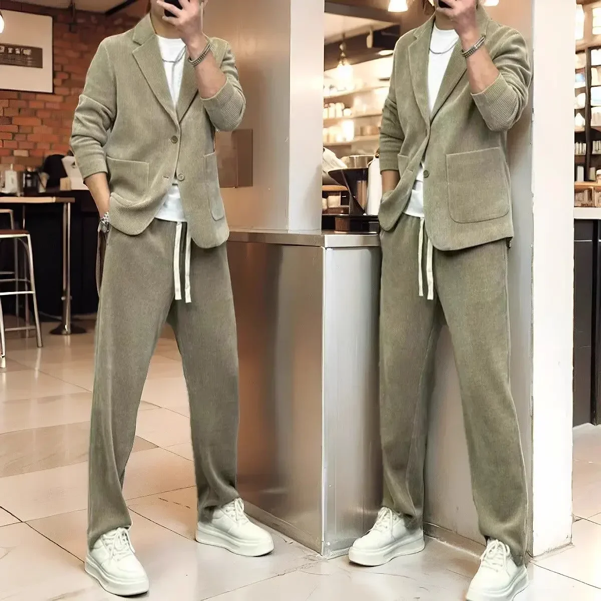 2 Piece Outfit Set Man Casual High Quality 2024 Double Breasted Full Suit for Men Gentleman Luxury Ceremony Pants Fashion Blazer