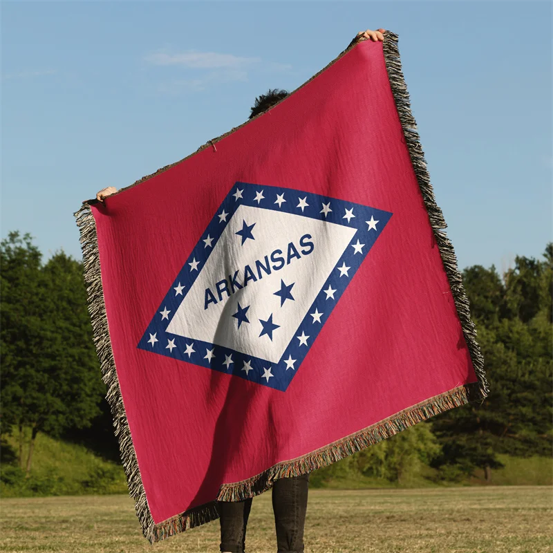 

Gaslight Gatekeep Girlboss Arkansas United States of America Jacquard Fringed Woven Throw Blanket