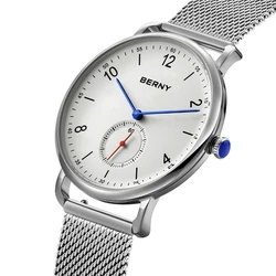 BERNY Men Watch Quartz Wristwatch For Men Simple Ultra-thin Dial Men's Watch Stainless Steel Casual Quartz Men's Wristwatch