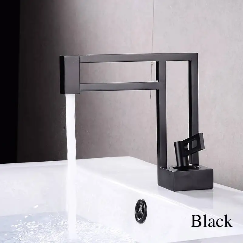 

BAKALA Modern Faucets Brass Bathroom Taps Square Vessel Sink Faucet Black Basin Mixer Cold Hot Water