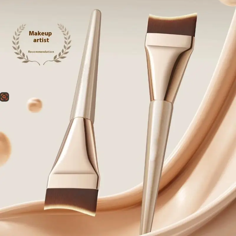 แปรงรองพื้นแบบน้ำบางเฉียบ 2 ชิ้น/ชุด แปรงแต่งหน้าแบบมืออาชีพ หัวแบนโค้ง ไม่ต้องใช้แปรงทาสี และไม่ทิ้งรอย