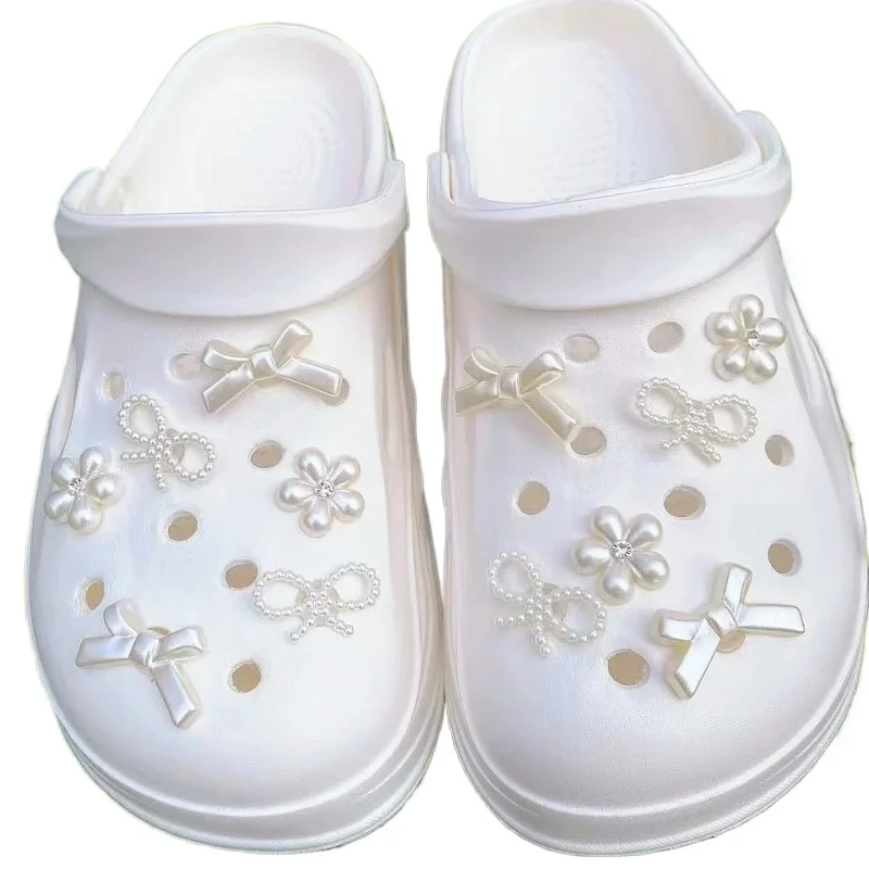 Hot Fashion Shoe Charms for Pearl Bow and Flowers Clogs Shoe Buckle Cute Shoe Accessories Decoration for Girls Gift image 6