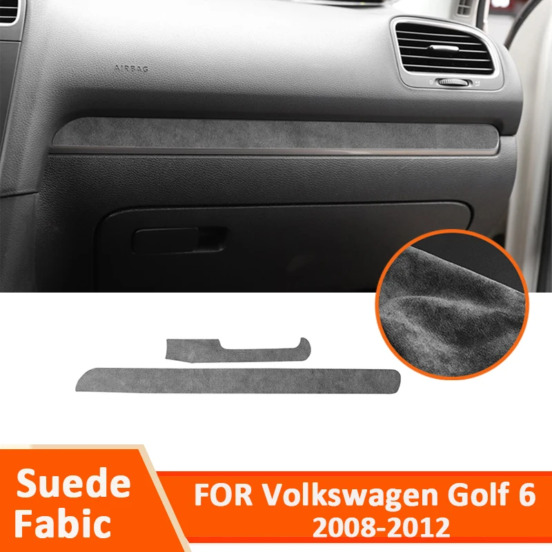 For Volkswagen Golf 6 2008-2012 Soft Suede Fabic Car Co-Pilot Dashboard Panel Trim Strips Kit Decoration Sticker Interior Parts