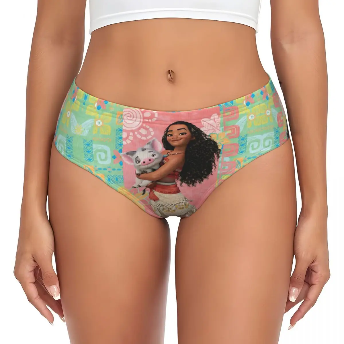 Custom Moana Pacific Island Girl Briefs Underwear Women's Breathable Stretch Panties