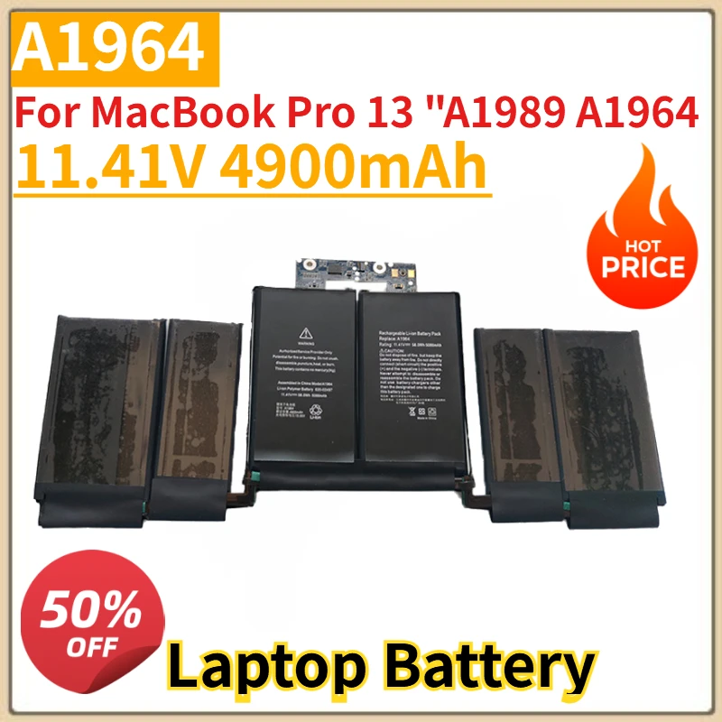 

High Quality New 11.41V 4900mAh Laptop Battery A1964 For MacBook Pro 13 "A1989 A1964 Replacement Battery