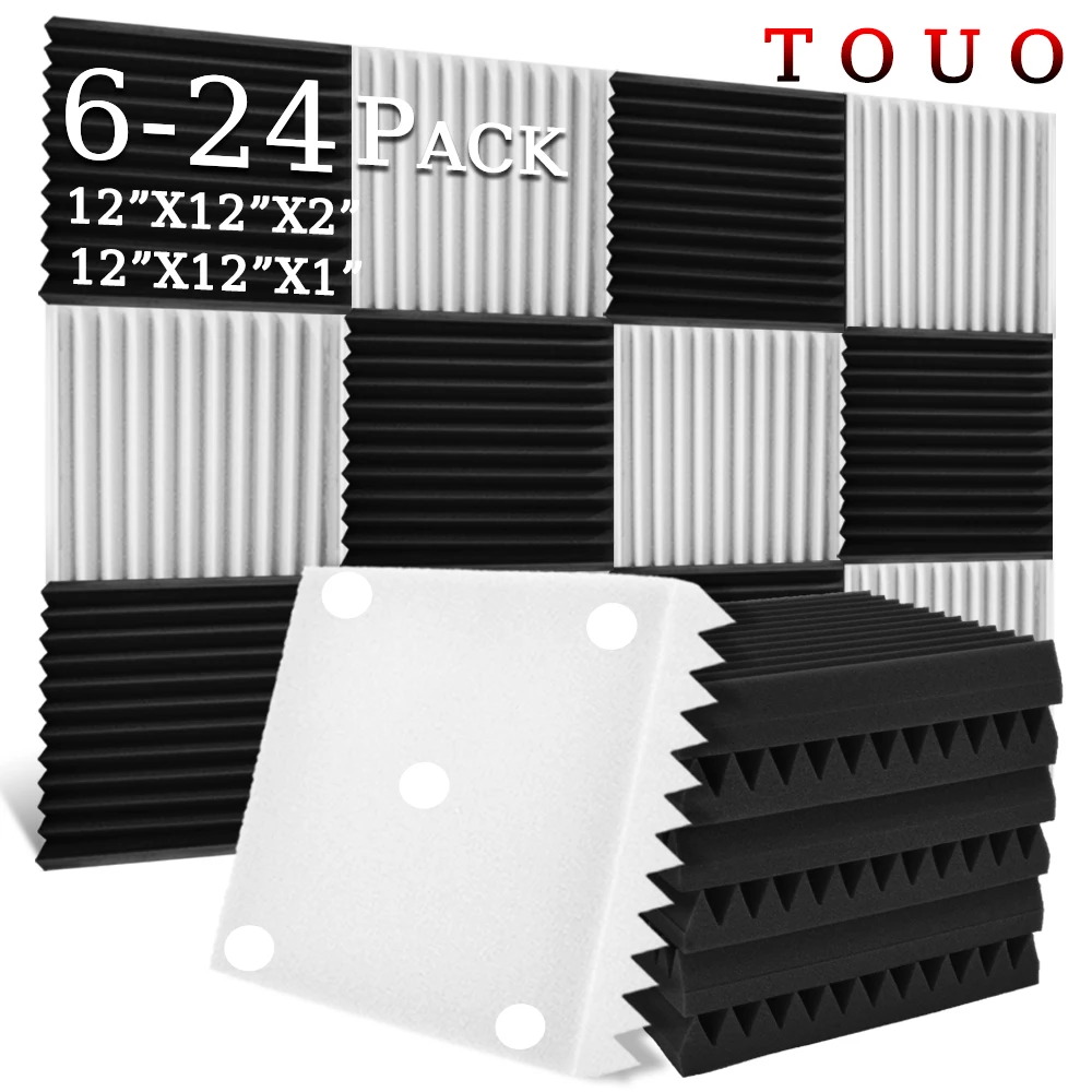 

TOUO Sound Proof Wall Panels 6-24 Pack For Bedroom Studio Acoustic Treatment Acoustic Foam Panel Sponge Sound Absorbing Material