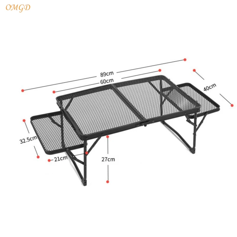 Outdoor folding iron mesh table aluminium alloy camping barbecue table portable liftable multifunctional camping table home