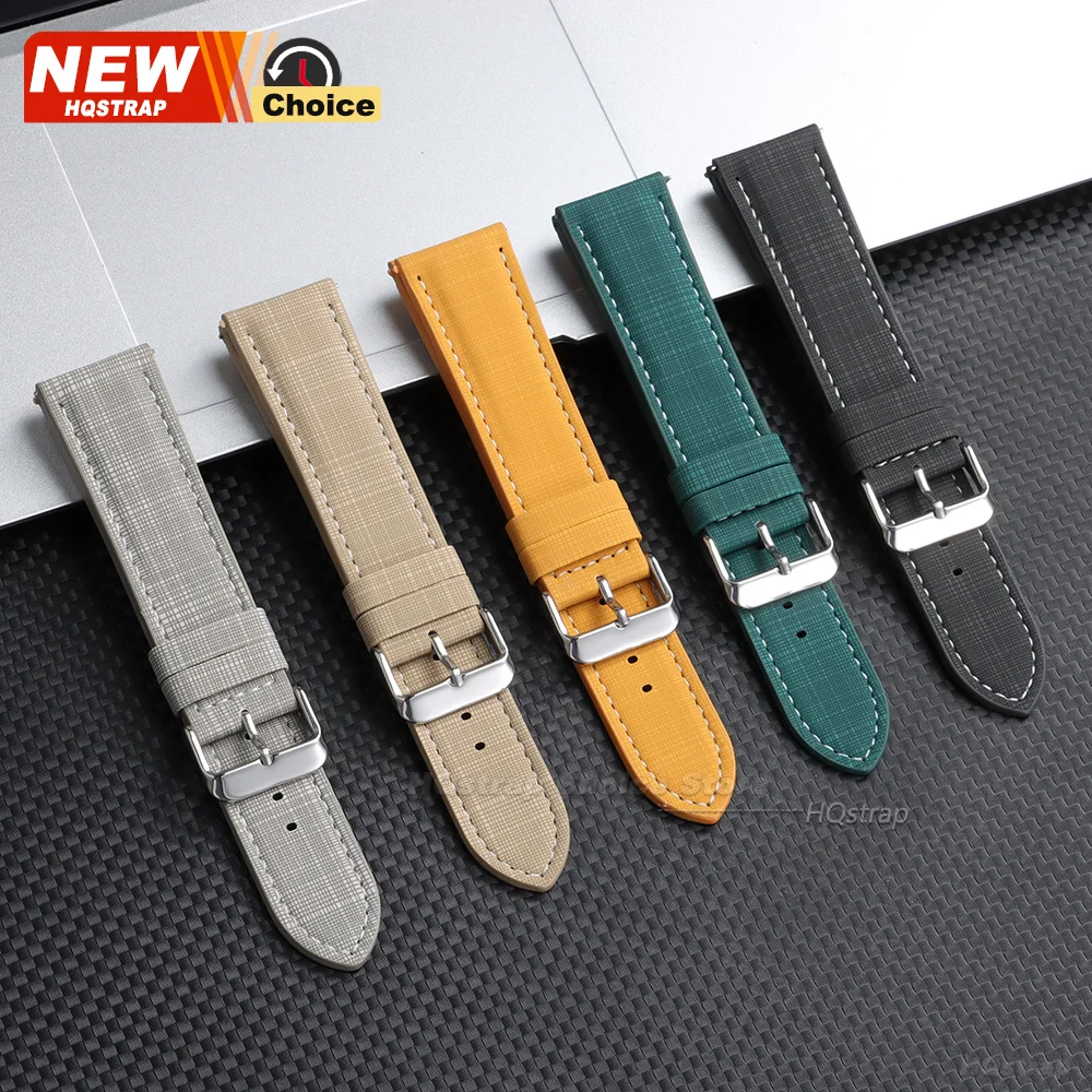New Plaid Pattern Handmade Band 18mm 22mm 20mm Smrtwatch Leather Fashion Watch Strap Quick Release Wrist Belt Men Women Bracelet