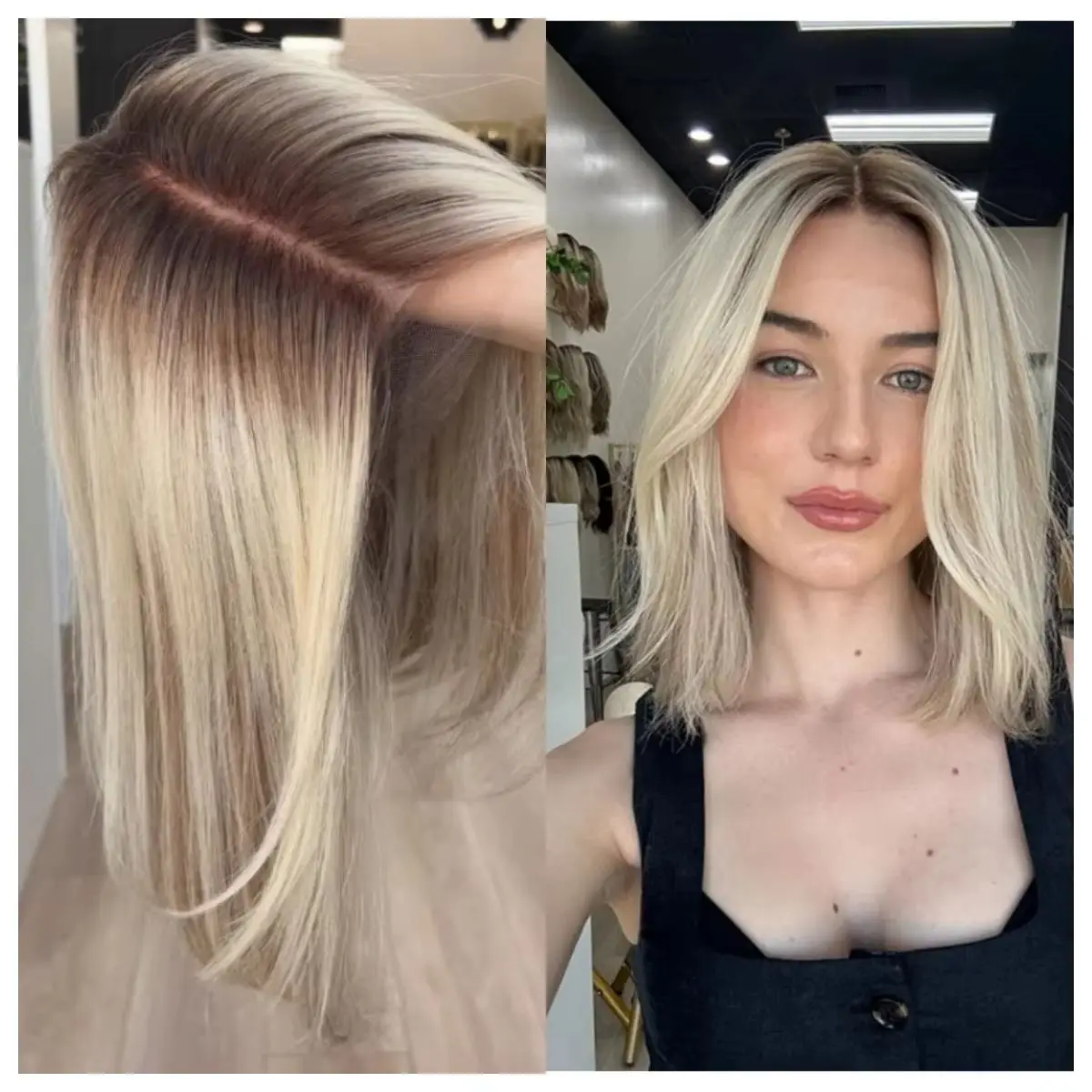

12 Inches Mixed Blonde Bob Lace Frontal Wig With 13×4 Lace Wig Short Blonde Synthetic Lace Wig Straight Short Hair Wig For Women