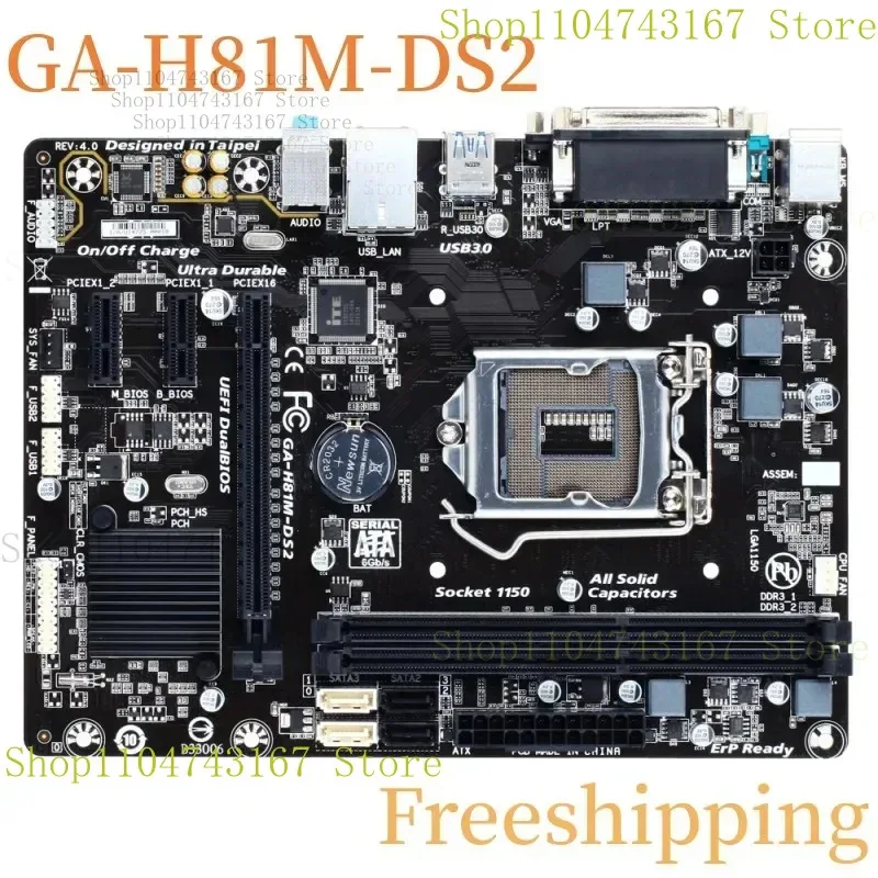

Для GIGABYTE GA-H81M-DS2 материнская плата LGA1150 DDR3 материнская плата 100% протестирована, полностью работает