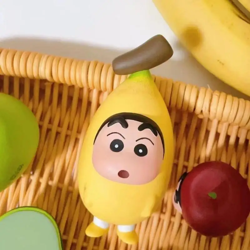 Crayon Shin-Chan Fruit Series Anime Cartoon PVC Banana Shin Chan Model Doll Cute Car Desktop Action Figure Ornament Gift