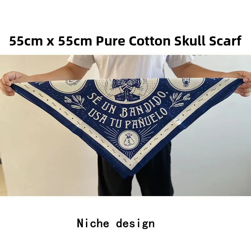 وشاح مربع من القطن الخالص للجنسين، حجاب هيب هوب، رباط شعر للرقص في الشوارع، ربطة عنق لركوب الدراجات النارية، تصميم طباعة عصري