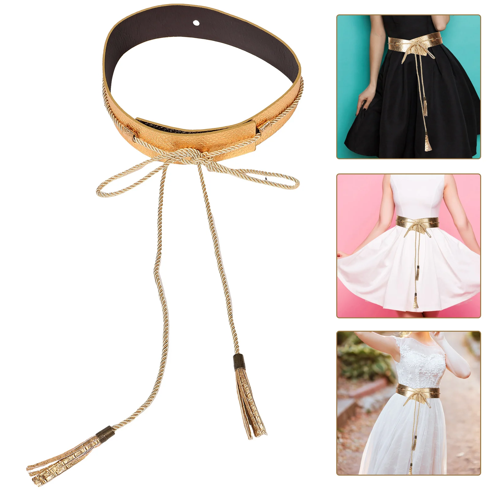 

Wide Corset Women PU Snake Women Waist Belt Print Adjustable Waist Belt Golden For Dresses Coats Prom Daily Wear