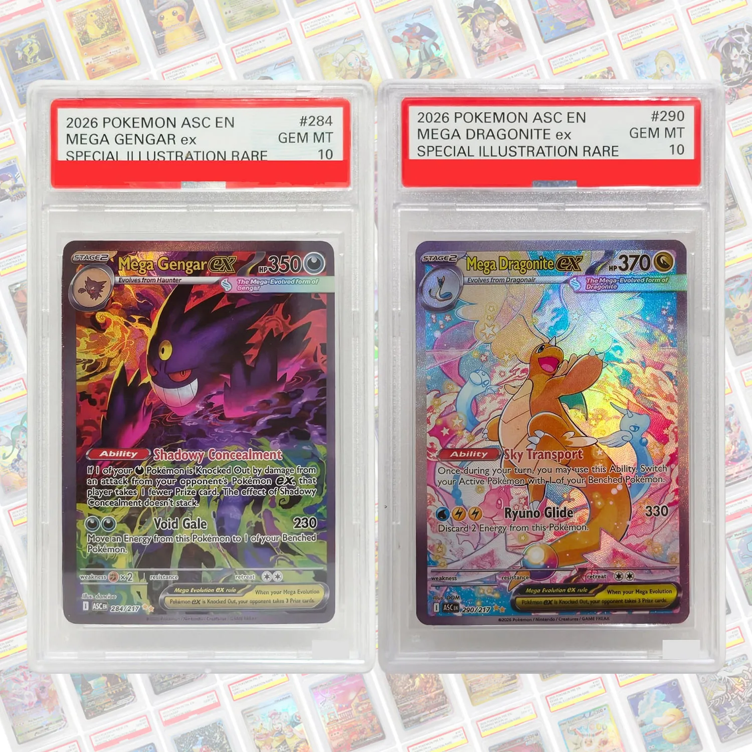 DIY English Points Rating Card ASC Ascended Heroes Dragonite Gengar Charizard Y Feraligatr Meganium Froslass Game Collection Toy - view 3