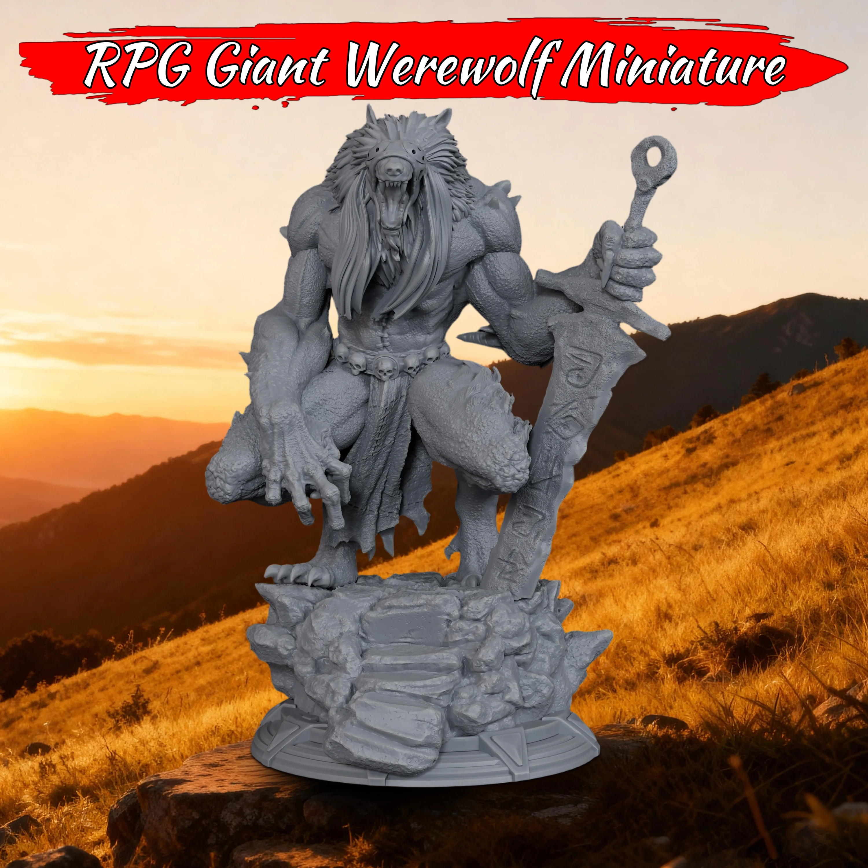 RPG Giant Werewolf Miniature - Dark Fantasy Model for Tabletop RPG, Immersive Wilds Adventure, Great for Collecting
