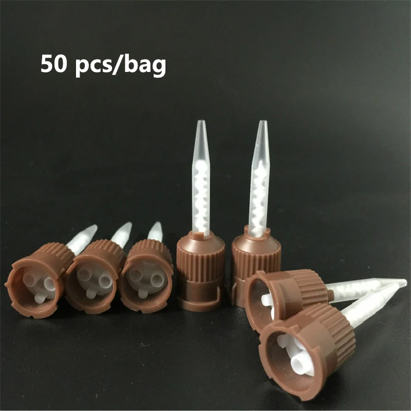 50PCS/Bag Dentistry Disposable Silicone Rubber Mixing Head 1:1 For Impression Mixing Dispensing Gun Dental Materials