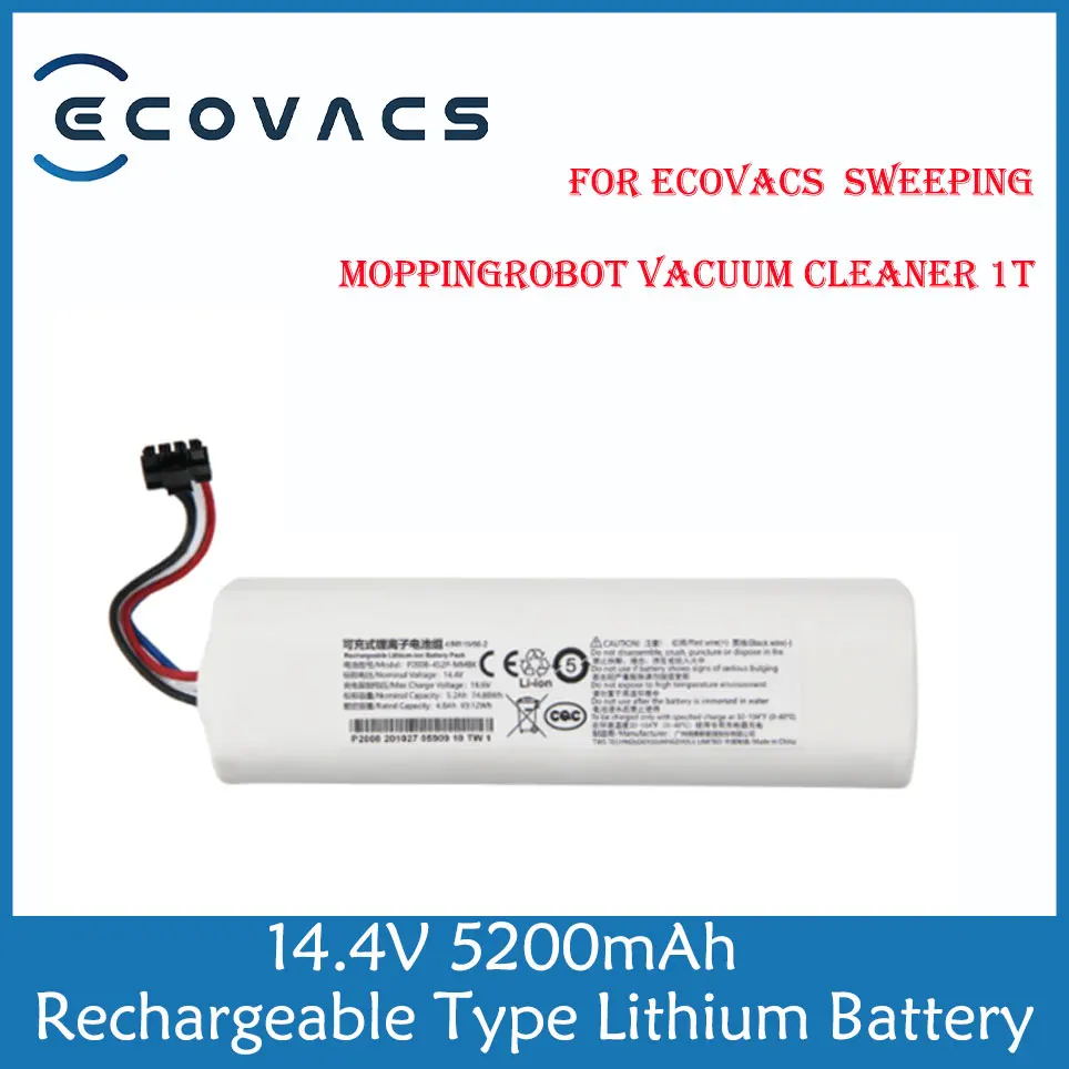 

ECOVACS 14.4V 5200mAh 6500MAh 9800mAh Vervangende Batterij Stytj02zhm Voor ECOVACS Vegen Dweilrobotstofzuiger 1T