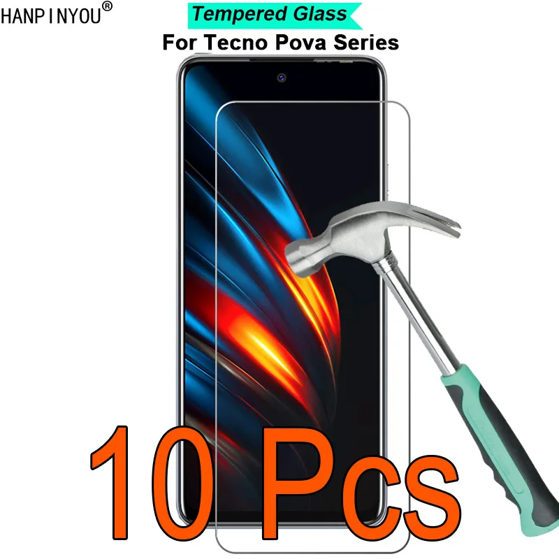 

10 шт./лот для Tecno Pova 4 Neo 2 Pova2 Pro 5G 9H твердость 2.5D ультратонкая закаленная стеклянная пленка защита для экрана