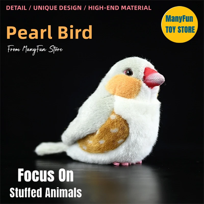 Realistic Zebra Finch High Fidelity Grey Pearl Bird Plushie Birds Peluche Lifelike Stuffed Animals Simulation Toy For Kids