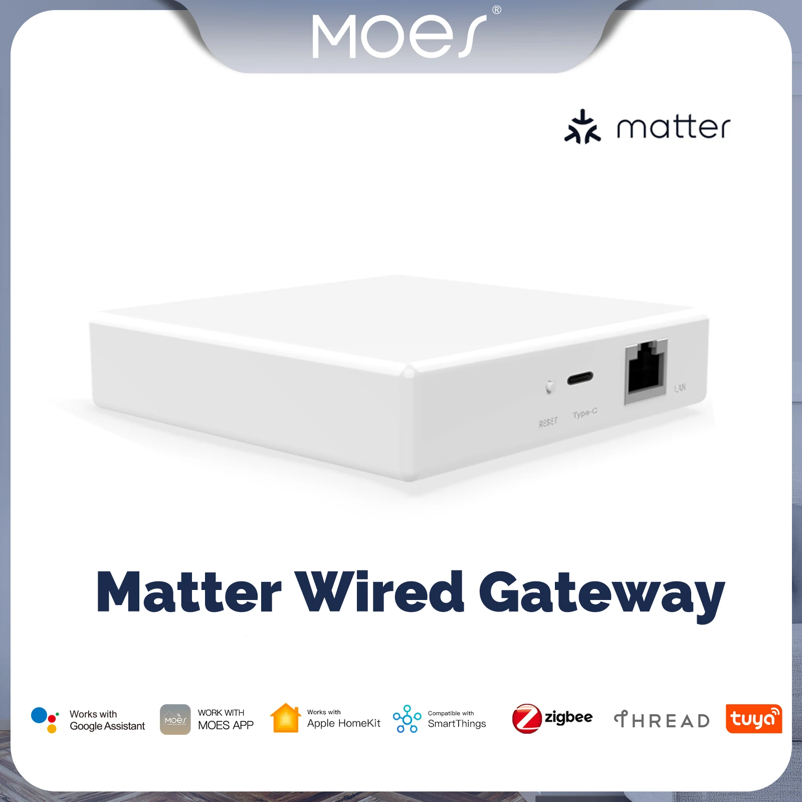 MOES Tuya Zigbee Matter Thread Gateway สมาร์ทบ้าน Bridge Matter Hub สนับสนุนการควบคุมเสียง Siri Homekit Smartthings Google Alexa