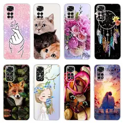 Para Xiaomi Redmi Note 11 11S funda lindo gato flor silicona suave Ultra delgada contraportada para Xiaomi Redmi 11S Note11 S fundas parachoques