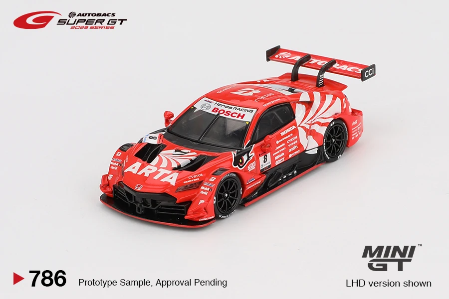 MINIGT 1/64 Honda NSX-GT Tipo S GT500 # 8 # 16 2023 Veicolo in lega per auto Modello in metallo pressofuso Giocattoli per bambini per ragazzi