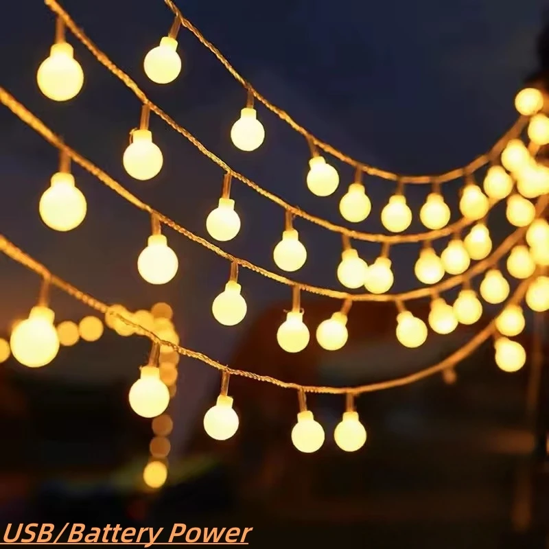 USB/بطارية قوة غلوب سلسلة أضواء مقاوم للماء مصابيح خارجية لجميع القديسين عيد الميلاد الزفاف حديقة جارلاند التخييم ديكور الحفلات