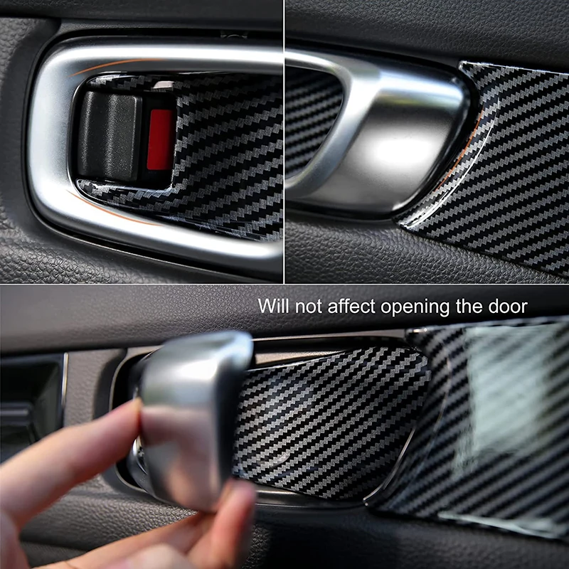 For Honda Civic 11th Gen Accessories 2022 2023 Sporty Design Carbon Fiber Style Car Interior Handle Bowl Cover Trim