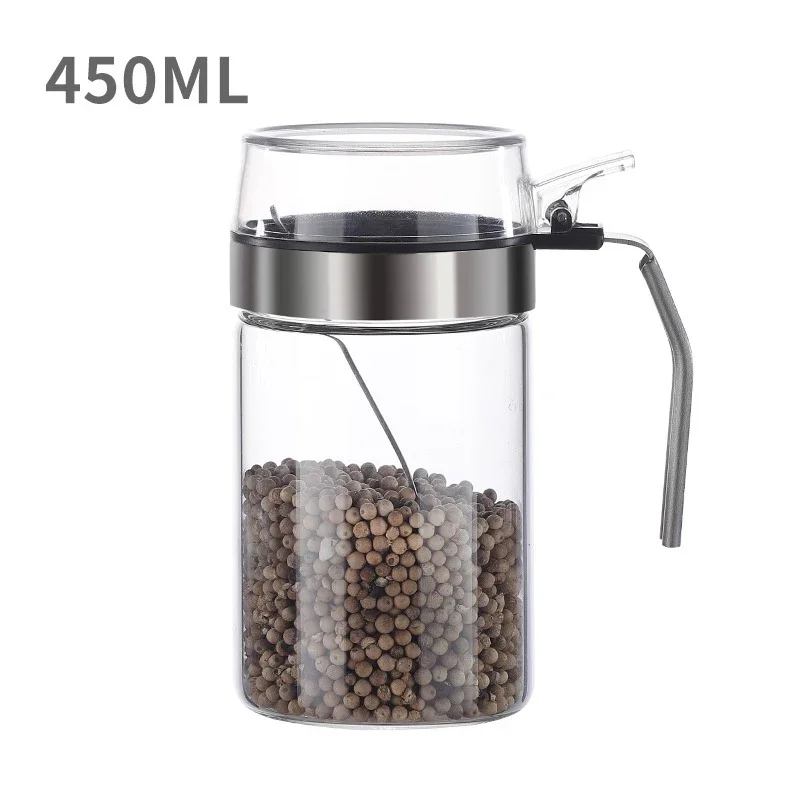 Mini Clear Glass Spice Jar Container Set with Airtight Lids Spoon Glass Kitchen Storage Bottle Accessories