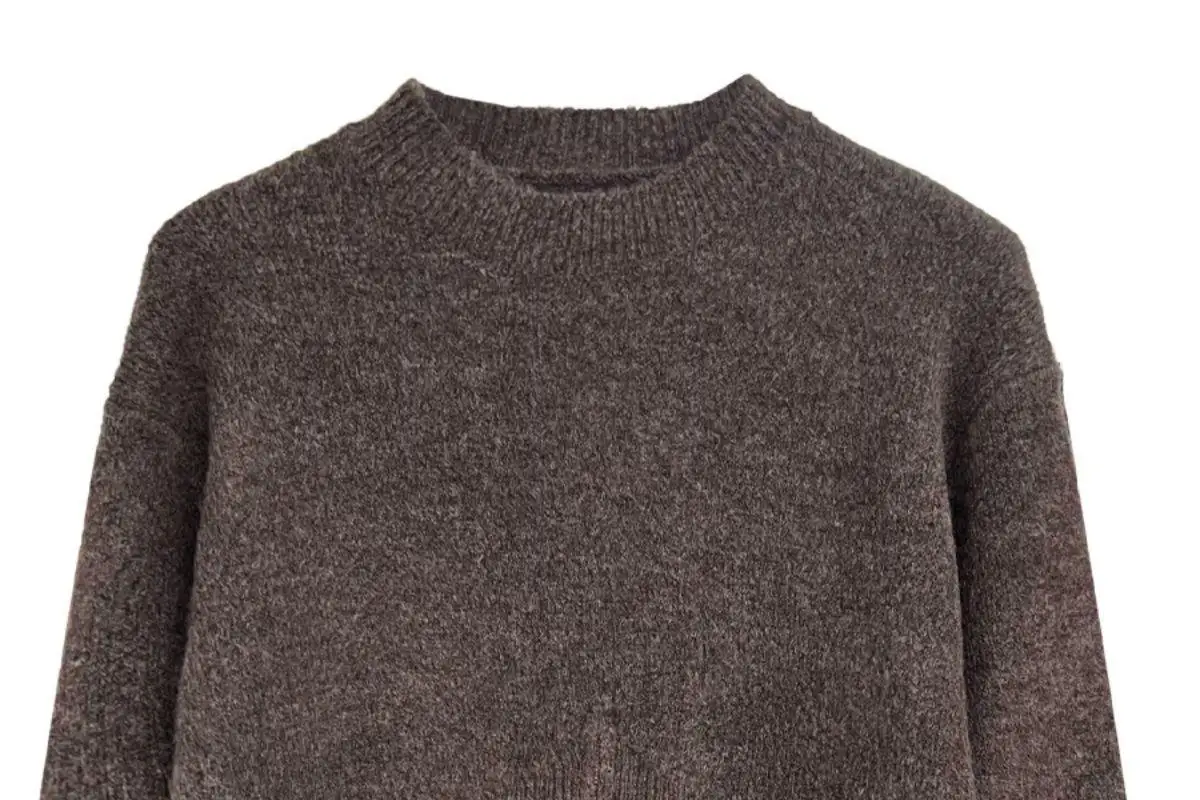 Suéter ajustado con cuello redondo de estilo coreano para mujer, suéter tejido de manga larga a la moda, suéter liso con diseño de cremallera, otoño 2025