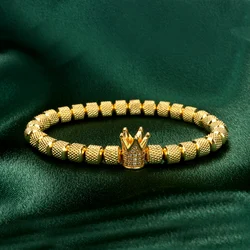 6mm Stainless Steel Beaded Men Women Bracelet Adjustable Crown Gift Anniversary Birthday Christmas Valentine I Love You Forever