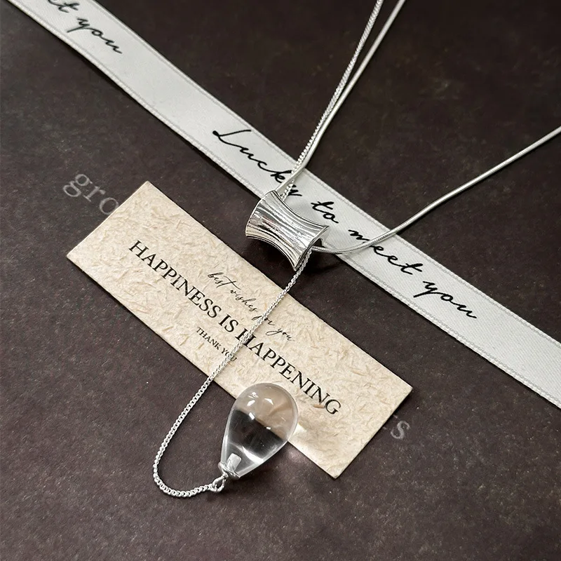 

CHOZON S925 Серебряный Кристалл Талия Подвеска Ожерелье Французский Минималистский Оптовая Изящные Ювелирные Изделия для Женщин