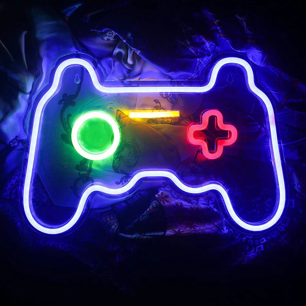 Game Neon Sign LED Gamepad Shape Game Zone Room Decor Wall Decor Gaming Controller LED Neon Signs for Bedroom Game Room