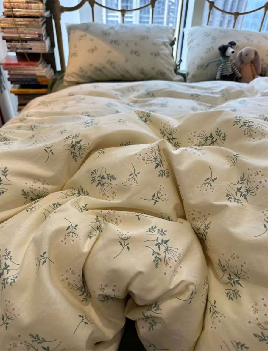

Elegant pastoral flower green bedding set girl,twin full queen king floral cotton home textile bed sheet pillow case quilt cover